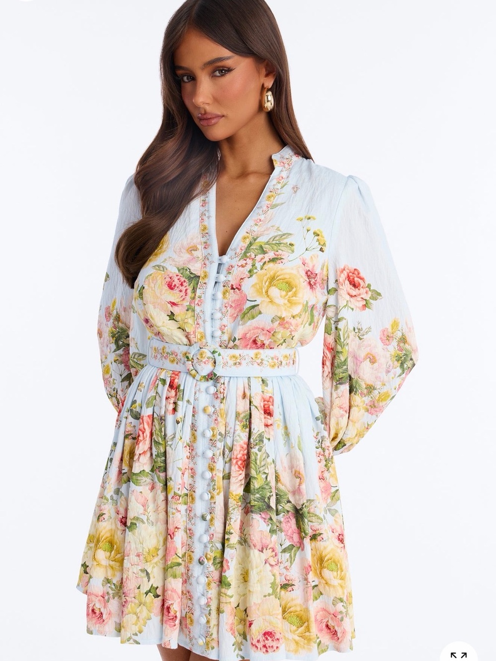 Fashion Nova Light Blue Floral Mini Dress